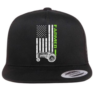 American Farmer USA Tractor Flag Flat Bill Trucker Hat