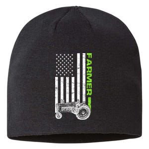 American Farmer USA Tractor Flag Sustainable Beanie