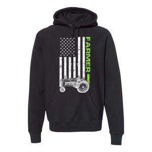 American Farmer USA Tractor Flag Premium Hoodie