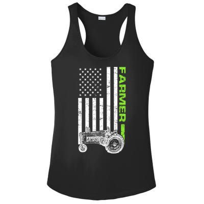 American Farmer USA Tractor Flag Ladies PosiCharge Competitor Racerback Tank