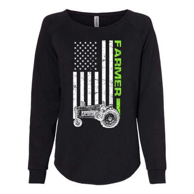 American Farmer USA Tractor Flag Womens California Wash Sweatshirt