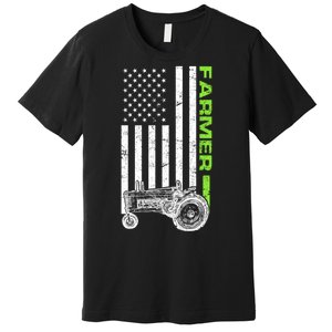 American Farmer USA Tractor Flag Premium T-Shirt