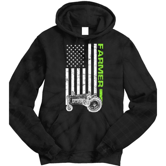 American Farmer USA Tractor Flag Tie Dye Hoodie