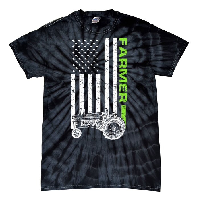 American Farmer USA Tractor Flag Tie-Dye T-Shirt