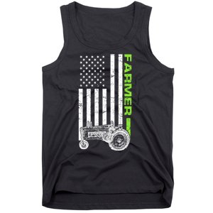 American Farmer USA Tractor Flag Tank Top