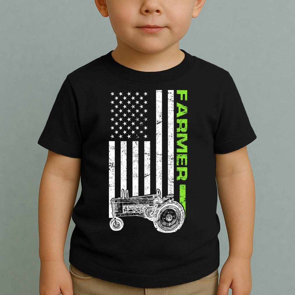 American Farmer USA Tractor Flag Toddler T-Shirt