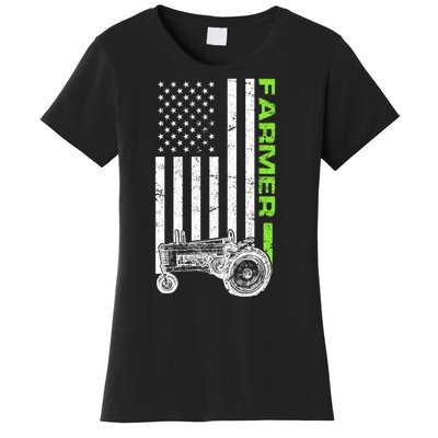 American Farmer USA Tractor Flag Women's T-Shirt