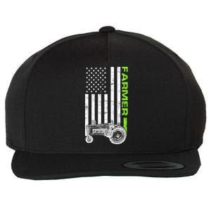 American Farmer USA Tractor Flag Wool Snapback Cap