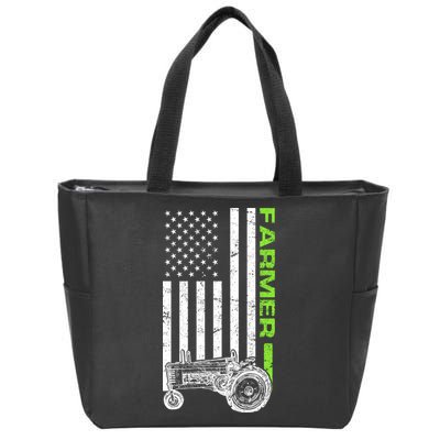 American Farmer USA Tractor Flag Zip Tote Bag