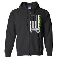 American Farmer USA Tractor Flag Full Zip Hoodie