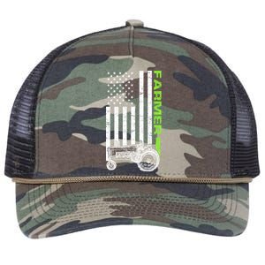 American Farmer USA Tractor Flag Retro Rope Trucker Hat Cap