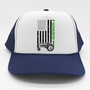 American Farmer USA Tractor Flag Trucker Hat