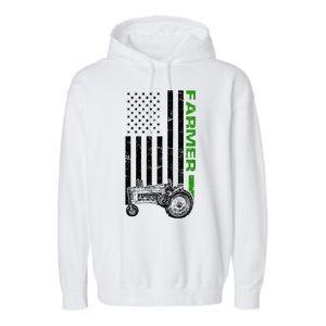 American Farmer USA Tractor Flag Garment-Dyed Fleece Hoodie