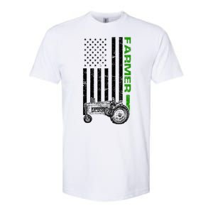 American Farmer USA Tractor Flag Softstyle CVC T-Shirt