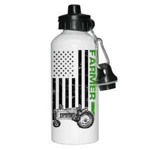 American Farmer USA Tractor Flag Aluminum Water Bottle