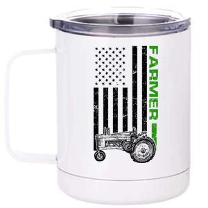 American Farmer USA Tractor Flag 12 oz Stainless Steel Tumbler Cup