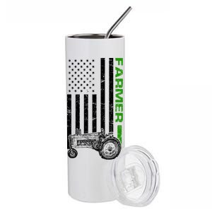 American Farmer USA Tractor Flag Stainless Steel Tumbler