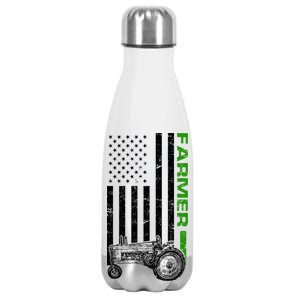 American Farmer USA Tractor Flag Stainless Steel Insulated Water Bottle