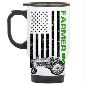 American Farmer USA Tractor Flag Stainless Steel Travel Mug