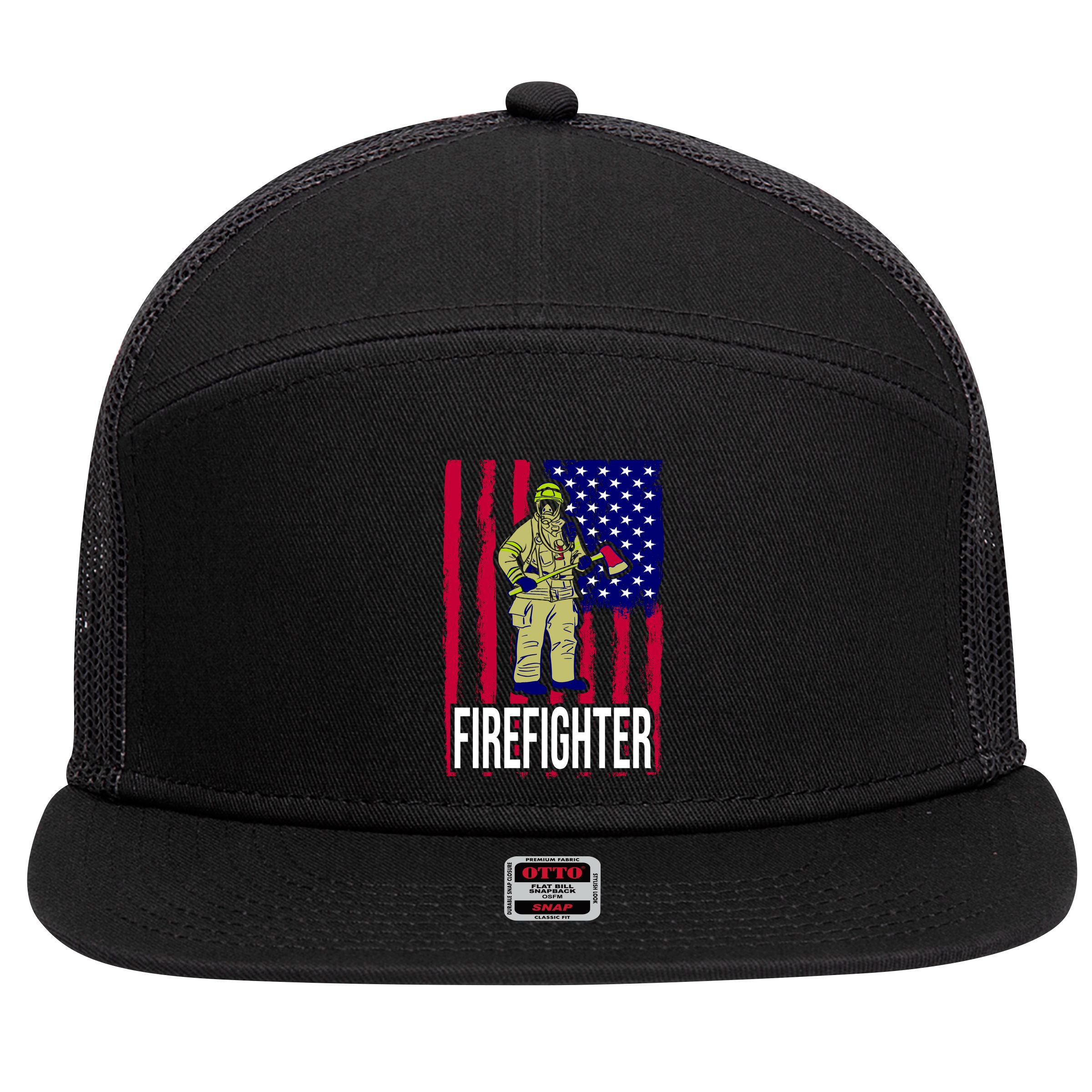 American Firefighter 7 Panel Mesh Trucker Snapback Hat