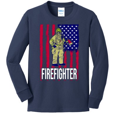 American Firefighter Kids Long Sleeve Shirt