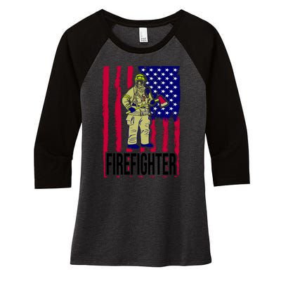 American Firefighter Women's Tri-Blend 3/4-Sleeve Raglan Shirt