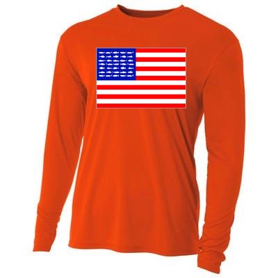 American Fishing Flag Cooling Performance Long Sleeve Crew