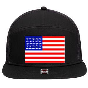 American Fishing Flag 7 Panel Mesh Trucker Snapback Hat