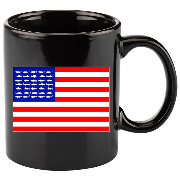 American Fishing Flag 11oz C Handle Ceramic Mug