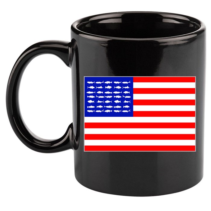 American Fishing Flag 11oz C Handle Ceramic Mug
