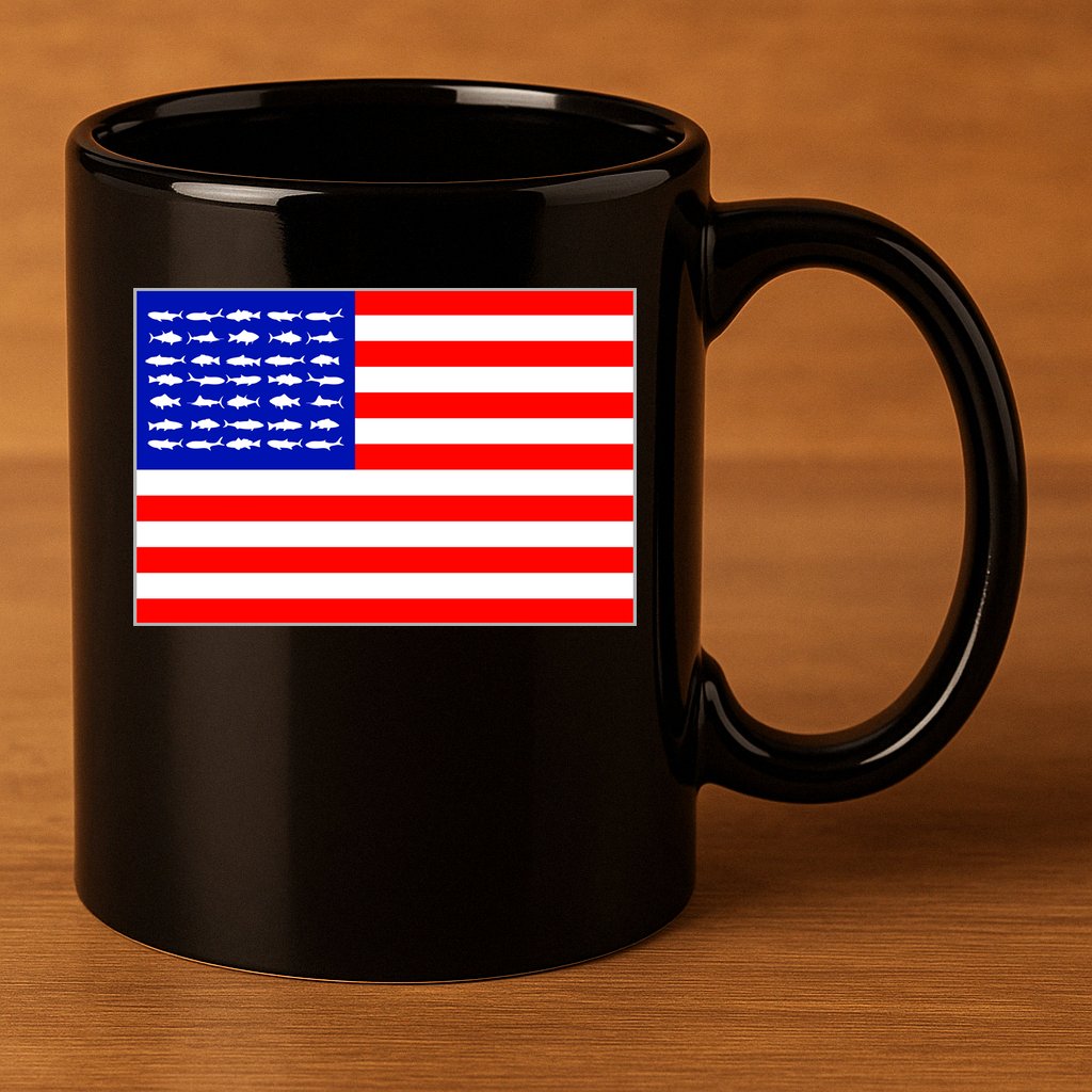 American Fishing Flag 11oz C Handle Ceramic Mug