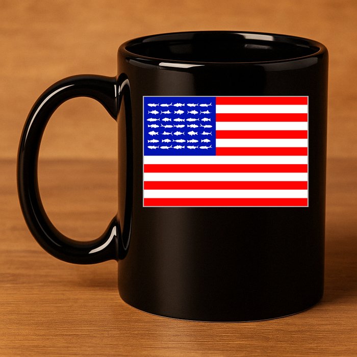 American Fishing Flag 11oz C Handle Ceramic Mug