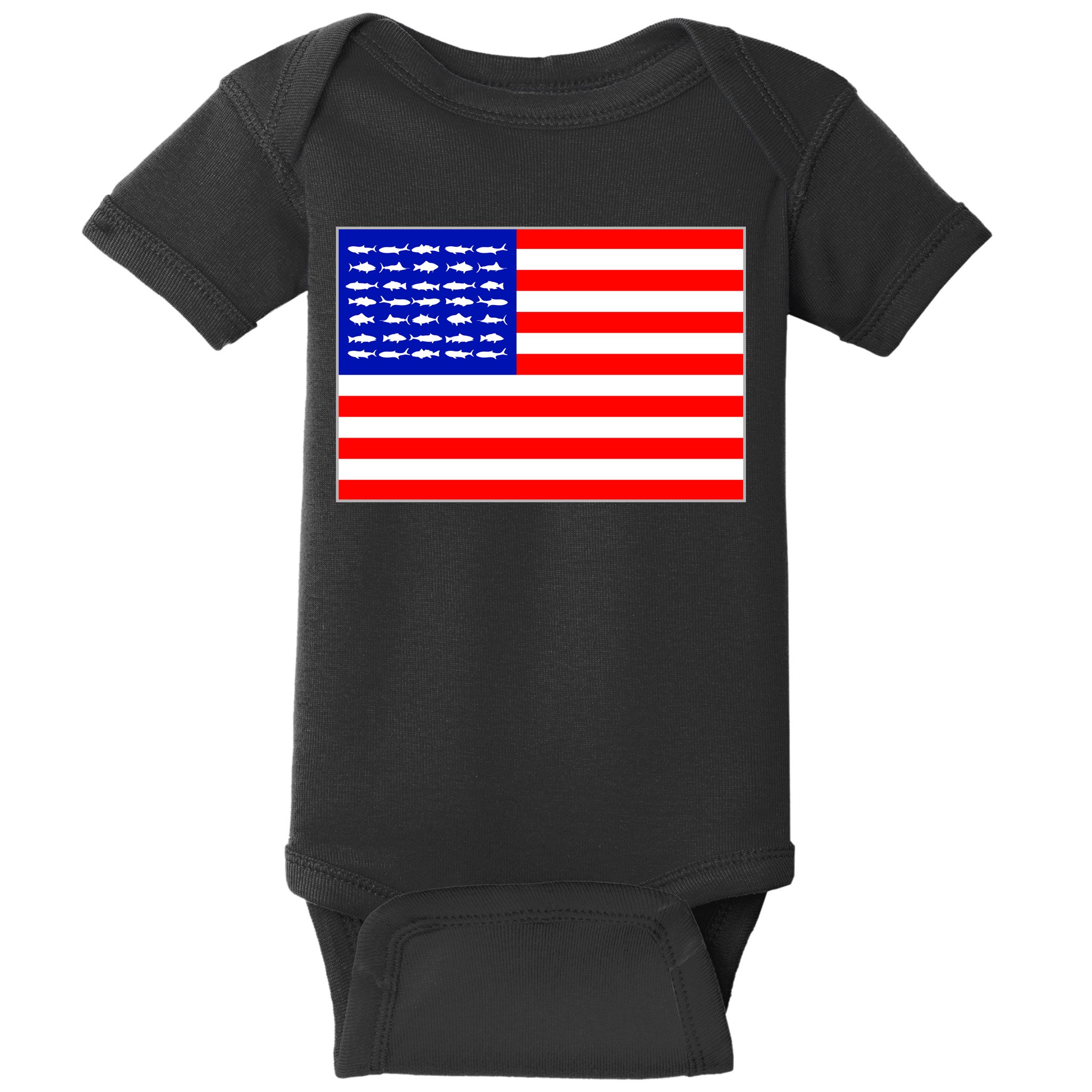 American Fishing Flag Baby Bodysuit