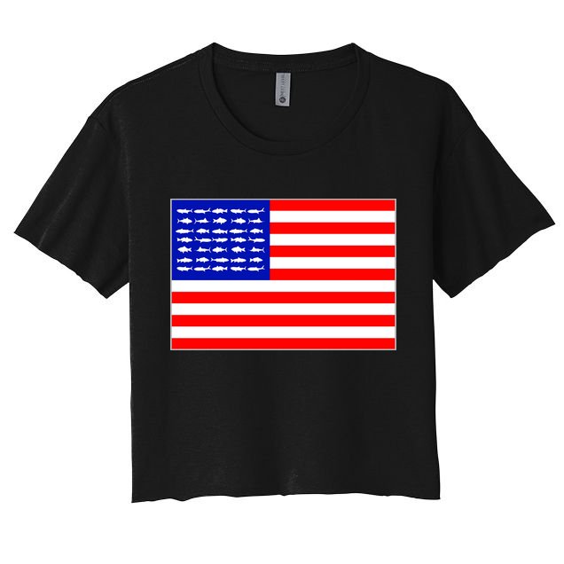 American Fishing Flag Crop Top