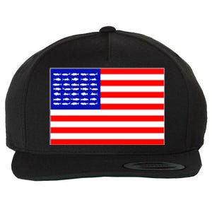 American Fishing Flag Wool Snapback Cap