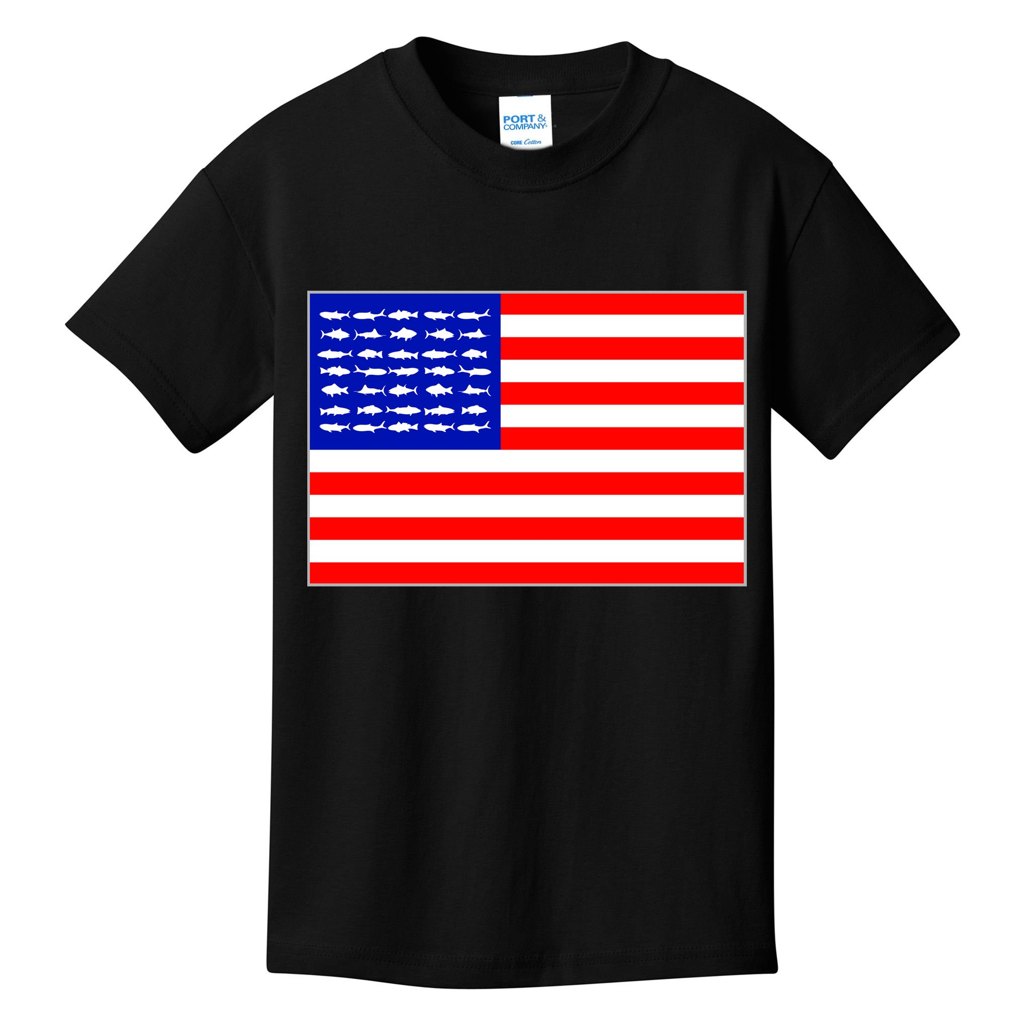 American Fishing Flag Kids T-Shirt