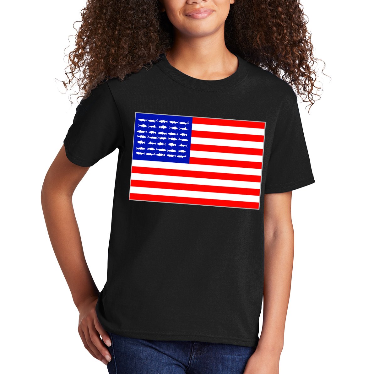 American Fishing Flag Kids T-Shirt