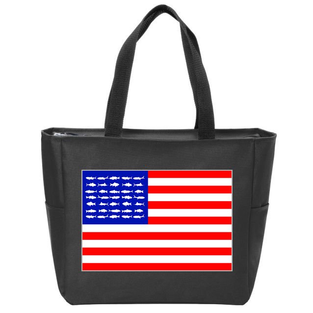 American Fishing Flag Zip Tote Bag