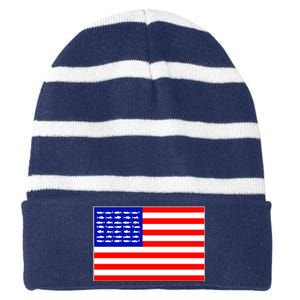 American Fishing Flag Striped Beanie with Solid Band