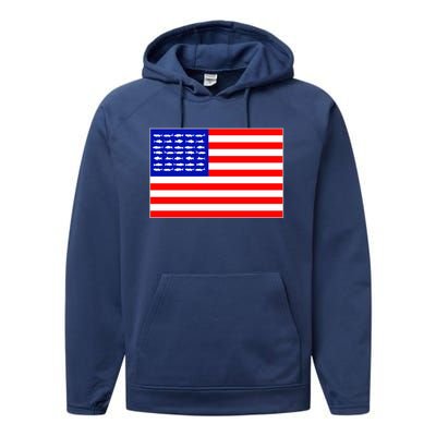 American Fishing Flag Performance Fleece Hoodie