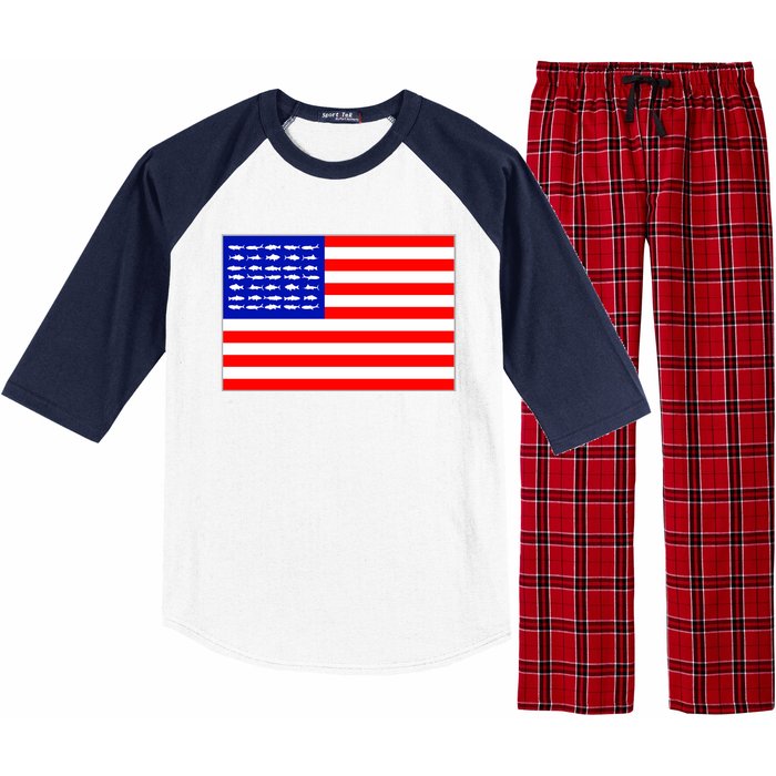 American Fishing Flag Raglan Sleeve Pajama Set