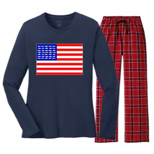 American Fishing Flag Women's Long Sleeve Flannel Pajama Set 