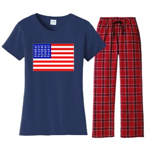 American Fishing Flag Women's Flannel Pajama Set