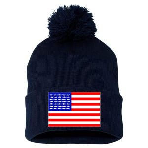 American Fishing Flag Pom Pom 12in Knit Beanie