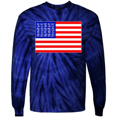 American Fishing Flag Tie-Dye Long Sleeve Shirt