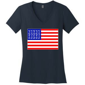 American Fishing Flag Women's V-Neck T-Shirt