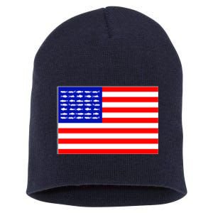 American Fishing Flag Short Acrylic Beanie