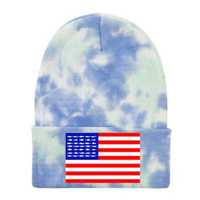 American Fishing Flag Tie Dye 12in Knit Beanie