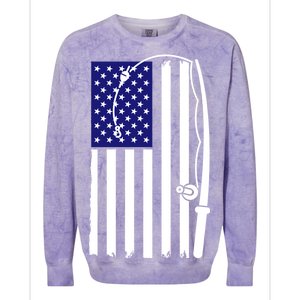 American Fishing Rod & Hook Flag Colorblast Crewneck Sweatshirt