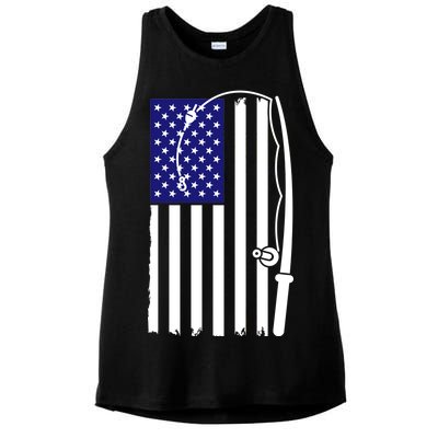 American Fishing Rod & Hook Flag Ladies PosiCharge Tri-Blend Wicking Tank